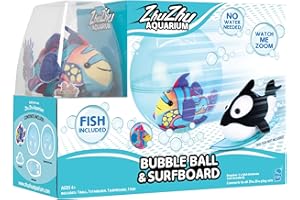 John Adams Zhu Zhu Pets | Zhu Zhu Aquarium Bubble Ball & Surfboard Starter Playset WITH Fish | Electronic Pets | Ages 4+, Blue