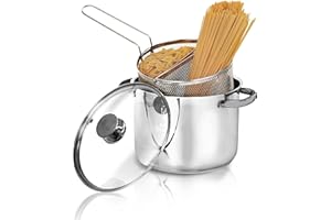 Aeternum Divina Pastarella Doppio Cestello (Pentola per Pasta) 22 cm, Adatto all'induzione, Acciaio