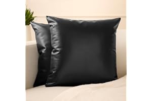 Encasa XO Örngott i läder, utan inlägg 45 x 45 cm | set med 2 | Svart, vattentät | veganskt läder