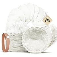Comfort Shells® Lot de 14 Coussinets d'allaitement lavables en Fibre de Bambou + Sac de Lavage + Bracelet de Maintien | Protè