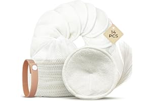 Comfort Shells® Lot de 14 Coussinets d'allaitement lavables en Fibre de Bambou + Sac de Lavage + Bracelet de Maintien | Protège & absorbes Les pertes de Lait | Antibactériens & Hypoallergéniques