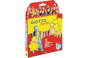 GIOTTO be-bè, Lápices Súper Lavables, Mina Jumbo, 7mm, Colores surtidos con sacapuntas, Est. 12 uds. - Modelo 2025