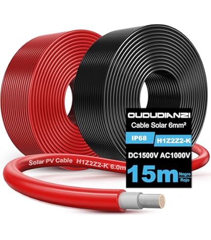 Cable Solar H1Z2Z2-K De 6 Mm², 5 A 100 M De Cable Solar Para Montaje En
