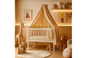 ALAVYA HOME® Betthimmel mit Himmelstange I Babybetthimmel Baldachin Kinderzimmer Himmel Moskitonetz für Babybett Stubenwagen Babywiege Kinderbett I 100% Bio-Baumwolle I GOTS-Zertifiziert I 150 x 240