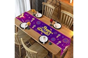 ATHEM Diwali Table Runner - 13x72'' Happy Diwali Table Runner Kitchen Dining Table Decoration, Indian Deepawali Festival of Lights Party Decor Supplies Diwali Decorations for House Home