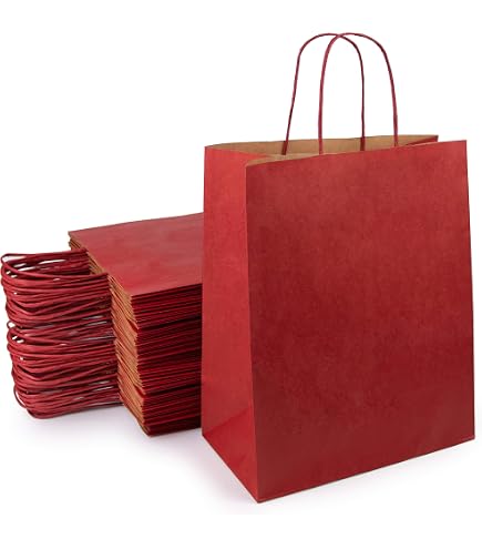Inoverse 50 Sacs En Papier Kraft Avec Poignées 32x12x41 Cm - Sacs Cadeaux Recyclables Marron