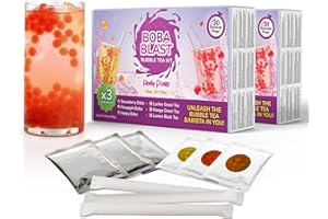 BOBA BLAST BobaBlast Bubble Tea Kit- Popping Pearls | Pack of 2-240g Set With 3 Fruity Flavours: Strawberry, Pineapple & Honey | Fun, Easy to Mix, Quick to Prepare, Delicious BobaBlast Kit for Friends & Family
