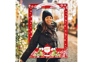 WedDecor 1pc Christmas Photo Frame Merry Christmas Photo Booth Props Frame for Christmas Xmas Festive Decoration New Year Party Favor Decoration Supplies, Santa Xmas Decoration