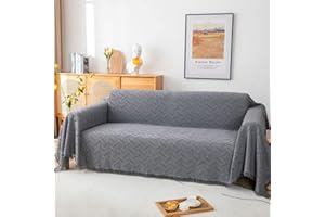 LHGOGO Narzuty na sofę duże 3-osobowe narzuty na sofy, duże narzuty na kanapy, 180 x 300 cm, bardzo duży dwustronny tkany koc, szara