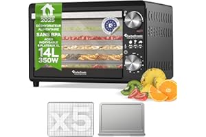 TURBOTRONIC BY Z-LINE Déshydrateur TurboWave BIO entièrement en métal, 14 litres, fourni avec grilles, minuteur et cahier de recette, dehydrator food (14 Litres)