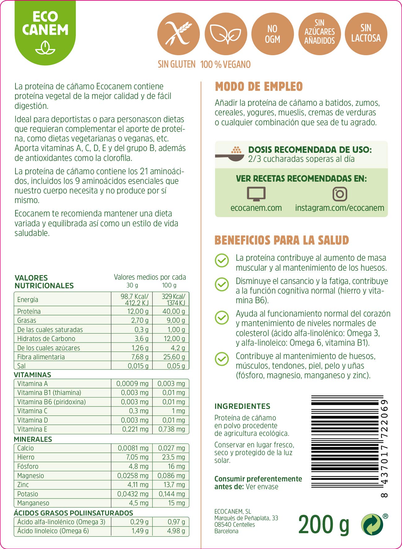 Protena-de-camo-ecolgica-40-de-protena-vegetal-100-Vegano-Protena-Raw-Sin-Glutn-200-g
