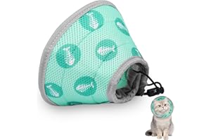 SOETDERT Halskrause Katze, Weich Katzen Halskrause, Einstellbarer Katze Schutzkragen für Nach Operationen und Verletzungen, Verhindert das Lecken von Wunden Katzenkragen für Katzen (Grün, M)