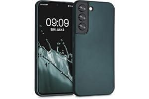 kwmobile Funda para Samsung Galaxy S22 Carcasa - Case TPU y Silicona Ultrafino - Antigolpes con Bordes elevados - Apto Carga inalámbrica - petróleo Metalizado