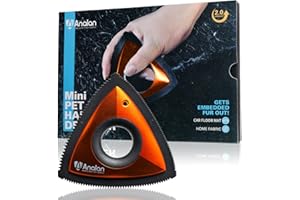 ANALAN Brosse Anti Poils Animaux, Mini Epilateur de Poils d'animaux pour Chiens et Chats, Brosse pour Voitures, Tapis, Peluches, Canapé et Meubles(Orange)