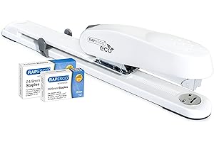 Rapesco 1481 ECO 790 Heavy Duty Long Arm Stapler with 2000 Staples, 50 Sheet Capacity, Soft White