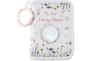 JOKAPY Baby Photo Album Soft Cloth Book Baby's My First Photo Album Hold 17 6x4" Pictures Baby Memory Book with Mirror Present for Family Newborn Babies Shower