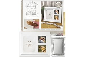 OH SO PRECIOUS PET KEEPSAKES Oh So Precious Picture Frame & Clay Paw Print Kit for Dogs – Paw Print Kit for Cats with 250g Air Drying Clay, Wooden Roller & Glue – 2-3 Imprints
