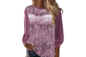 YCBMINGCAN Glitzer Oberteile Damen Elegant Pailletten Bluse Damenblusen Langarm Sexy Silvester Outfit Große Größen Festliche Oberteile Glitzer Bluse for Party