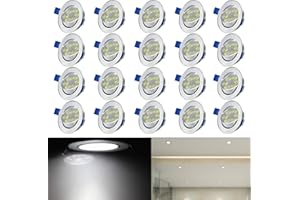 Aufun Lot de 20 Spots LED encastrables orientables 3W éclairage encastré intérieur Projecteur Rond Plafond 110V-230V Angle de rayonnement de 120 °- Blanc froid