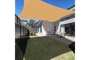 Ankuka Vela Ombreggiante Impermeabile 4x6m Sabbia Tenda a Vela Rettangolare con Fune Tenda da Sole per Esterno Protezione Raggi UV 98% Adatto per Giardino Terrazzo e Campeggio