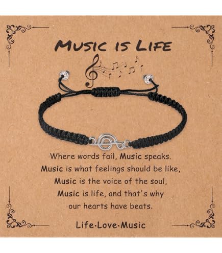 Zuo Bao, braccialetto con note musicali senza musica La vita sarebbe piatta Ciondolo con note musicali, gioiello per amanti della musica, regalo, Misura unica, Metallo