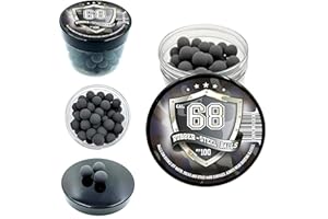 RUBBER-STEEL BALLS 100 x Hard Mix Rubber Steel Balls for Home and Self Defense Pistols in .68 Cal. Billes Caoutchouc-Acier de Calibre 68