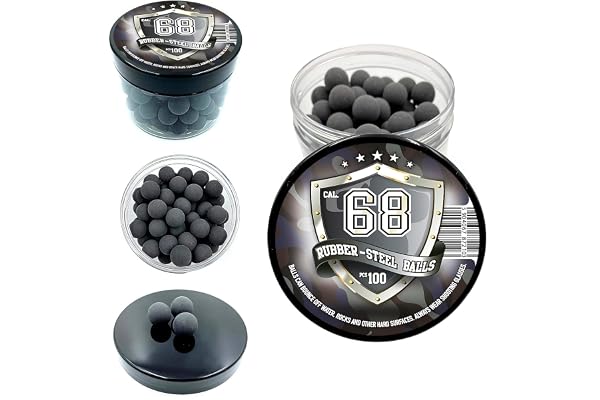 100 x Hard Mix Rubber Steel Balls for Home and Self Defense Pistols in .68 Cal. Billes Caoutchouc-Acier de Calibre 68