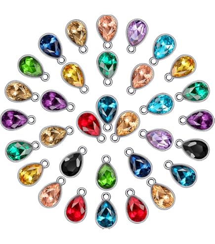 Ciondoli A Goccia In Vetro Sfaccettato | 32 Pezzi | 8 Colori | Per Collane, Bracciali, Orecchini Fai Da Te | Gancio Argentato - Foto 5