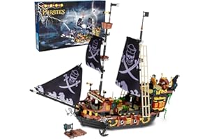 HOGOKIDS Set di mini blocchi da costruzione, nave pirata, set di mini blocchi da costruzione, barca e nave, modello medievale, regalo tematico per adulti e bambini 6 + (1328 pezzi)