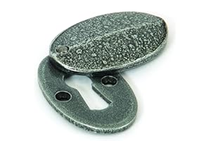 FROM THE ANVIL Handmade Oval Escutcheon & Cover - 2" x 1 1/8" - Pewter Patina