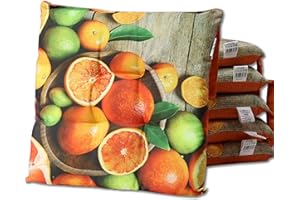 HABITA 33 HOME Set di 6 Cuscini Sedie Cucina in Stampa Digitale - Cuscini per Sedie da Cucina Trapuntati al Centro con Laccetti Copri Sedia per Interno o Esterno, Made in Italy (Agrumi)