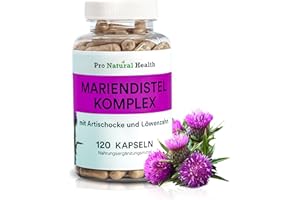 ‎PRO NATURAL HEALTH Mariendistel mit Artischocke, Löwenzahn, 80% Sylmarin I 120 Kapseln I Made in Germany I Ohne Zusatzstoffe & Ohne Magnesiumstearat I Glutenfrei & Laktosefrei