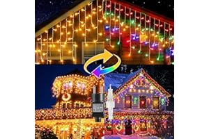 GlobaLink Rideau Lumineux, 10M400LEDs 2 Couleurs Guirlande Lumineuse Noël Étanche IP44 avec 8 Mode Rideau Lumineux Pluie Extérieur LED Décoration pour Balcon Toit Noël Mariage -Couleur et blanc chaud