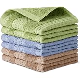 Amazon Basics Waffle Textured Organic Cotton Tea Towels, Ultra Absorbent, Quick Dry, Lint Free, 12 x 12 Inch, Pack of 6 (2 Br