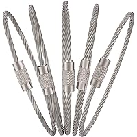 Uniclife 15cm Wire Keychain Cable Large Stainless Steel Key Ring Loop Holder for Outdoor Hiking Heavy Duty Connectable Luggag