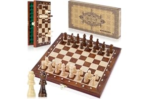 Peradix Zestaw szachowy, drewniana magnetyczna szachownica | 2 ekstra królowa, składana szachownica 30 x 30 cm do przechowywania, zabawki i gry dla dorosłych i dzieci, zestawy zabawek edukacyjnych