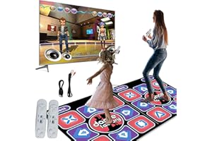 Oamger Alfombra de baile doble para niños adultos juego de pasos de baile inalámbrico antideslizante para TV, alfombra de juego de baile para niños, niños y niñas, con cable AV (B)