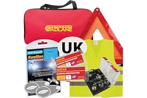GADLANE European Car Travel Kit Driving France - Emergency Kit NF Approved Alcohol Breathalysers, Warning Triangle, UK Plate, Hi-Vis Vest, Headlight Adaptors, Universal Bulb Kit - In Zipped Bag