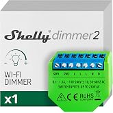 Shelly Dimmer 2, W-Fi Light Dimmer Module, Wireless Dimmer, No Neutral Needed, LED 10-220W, Incandescent/Halogen 1-220W Compa