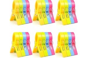 SIMDAO 24Stück Strandtuch Clips, Große Wäscheklammern für Wäscheleine, Bunte Wäscheklammern, RutschfesteWäscheklammern Handtuchklemmen für Sonnenliegen, Poolstühle, Kleidung (12 x 7,3 x 8,5cm)