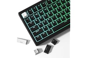 Womier Shine Through Keycaps 60 65 75 Prozent Cherry Profile Custom PBT Keycap Set for Cherry Gateron MX Switches Mechanical Keyboard Caps (Black)