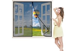 AIPPEI Zanzariera Magnetica per Finestra, 105x155 cm Chiude da Sola Anti Insetti Traspirante Tenda Magnetica Zanzariera, for Finestra Ingresso del Balcone Terrazzo, Nero P