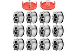 Forever Speed 12 Pezzi Bobina per Decespugliatore,1.65mm, 9.14m Bobina di Filo per Tagliabordi Compatibile con BLACK+DECKER,Modello di bobina AC14RL3A(12 Bobine di Ricambio, 2 Tappi)