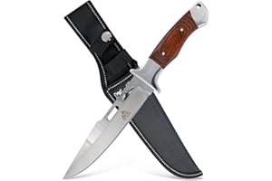 KROLLMANN by GER-SABER Jagdmesser festehende Drop-Point-Klinge inkl. Gürtelholster 30cm Einhandmes/ser - Outdoor Messer für jedes Abenteuer, Survival Bowiemesser für Camping, Jagd, Wandern und mehr (A02)