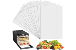 ZYLUNIY 12 Stück Dörrfolie für Dörrautomat, 37x29cm Wiederverwendbar Dörrfolie aus Silikon, Antihaft Dampfmatten, Wiederverwendbare Dehydrator Matten für Rechteckige Runde Dörrautomaten