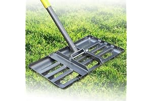 FLY HAWK Rastrello Livellatore per Prato, 43x25cm Rastrello Livellatore per Prato con Impugnatura Regolabile - Saldature rinforzate Bordo Liscio, per Terreno, Sporco, Paesaggistica/152cm Giallo