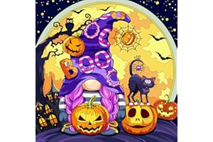 RICUVED Kits de Peinture Diamant de Gnome, Kits de Peinture Diamant 5D Gnome pour Adultes Diamants Ronds Kits de Peinture Diamant de Halloween Kits d'Art Cristal Diamant pour la Décoration 35x35cm