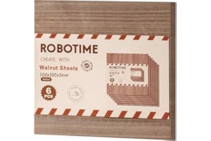 ROBOTIME Unfinished Walnut Veneers Plywood Sheets, 6PCS 300x300x3mm, Blank Wood Board for Crafts, DIY Painting, Coasters, Model Making, Home Decoration