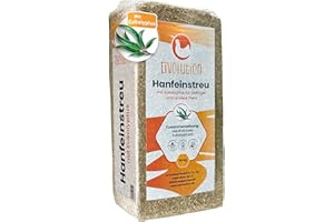 eivolution Hanfeinstreu mit Eukalyptus 14 KG - Staubfreie Einstreu für Hühner & Pferde - Extrem saugfähig - Nachhaltig für gesunde Ställe