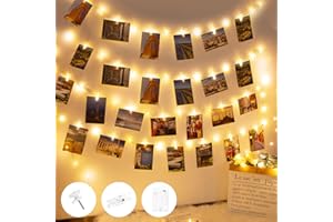‎BTFARM 10M 100 LED Foto Lichterkette mit Timer, Lichterkette Fotoclips mit 60 Klammern für Fotos Lichterkette Bilder Aufhängen Batteriebetriebene Lichterketten für Zimmer/Wohnzimmer Deko, Hochzeiten, Party